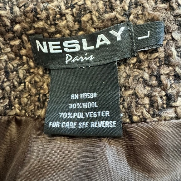 Neslay Paris Wool Blend Jacket size L brown - Picture 5 of 9